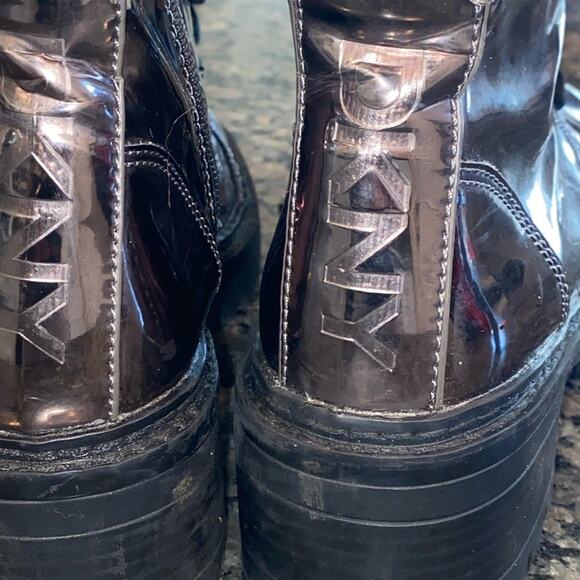 DKNY Womens Bart Metallic Gunmetal Double Buckle Strap Back Pull Tab Boot Size 6 - Picture 7 of 7